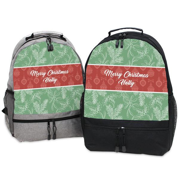 Christmas Holly Large Backpacks - Both