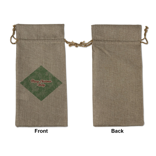 Christmas Holly Large Burlap Gift Bags - Front Approval
