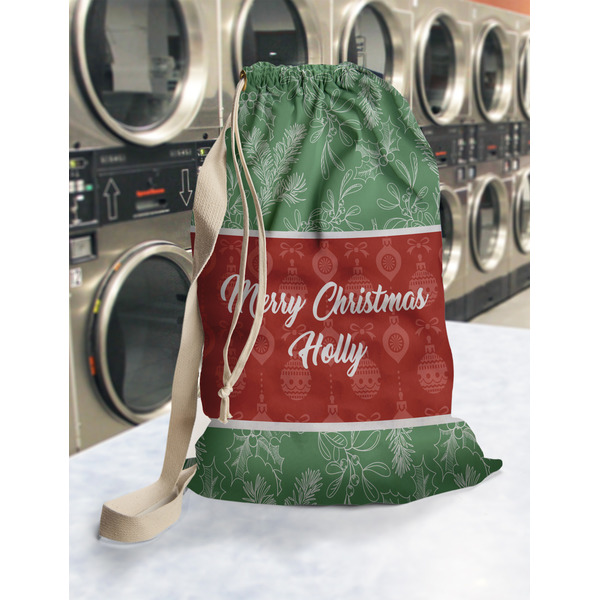 Christmas Holly Laundry Bag in Laundromat