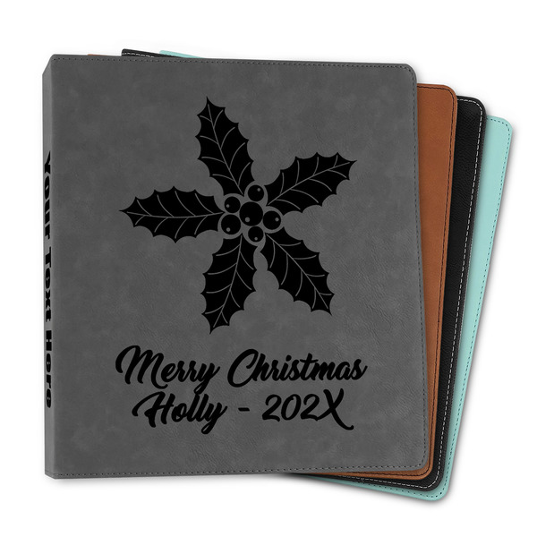 Custom Christmas Holly Leather Binder - 1" (Personalized)