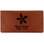 Christmas Holly Leatherette Checkbook Holder - Single Sided (Personalized)