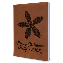 Christmas Holly Leather Sketchbook - Large - Double Sided (Personalized)