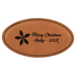 Christmas Holly Leatherette Oval Name Badge with Magnet (Personalized)