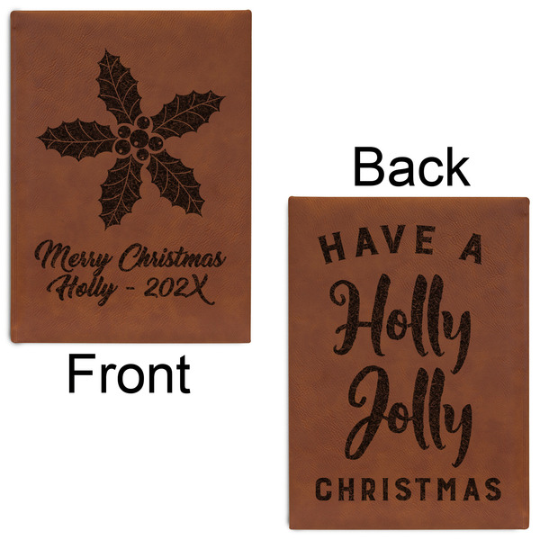 Christmas Holly Leatherette Sketchbooks - Large - Double Sided - Front & Back View