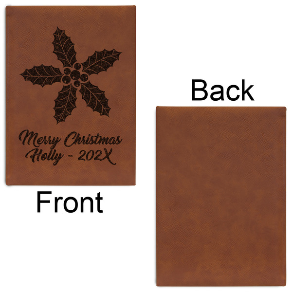 Christmas Holly Leatherette Sketchbooks - Large - Single Sided - Front & Back View