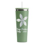 Christmas Holly RTIC Everyday Tumbler with Straw - 28oz - Light Green - Double-Sided (Personalized)