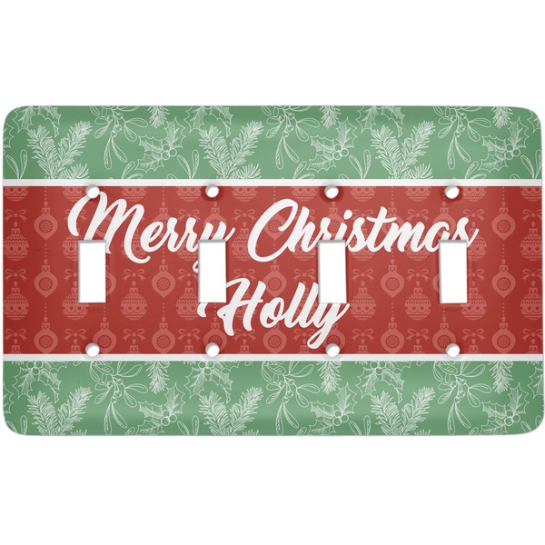 Custom Christmas Holly Light Switch Cover (4 Toggle Plate)
