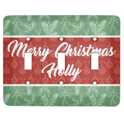 Christmas Holly Light Switch Cover (3 Toggle Plate)