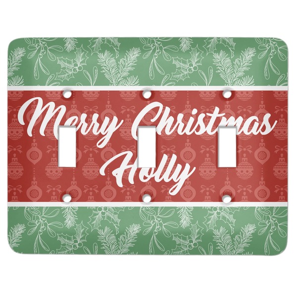 Custom Christmas Holly Light Switch Cover (3 Toggle Plate)