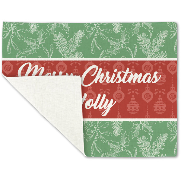 Christmas Holly Linen Placemat - Folded Corner (single side)