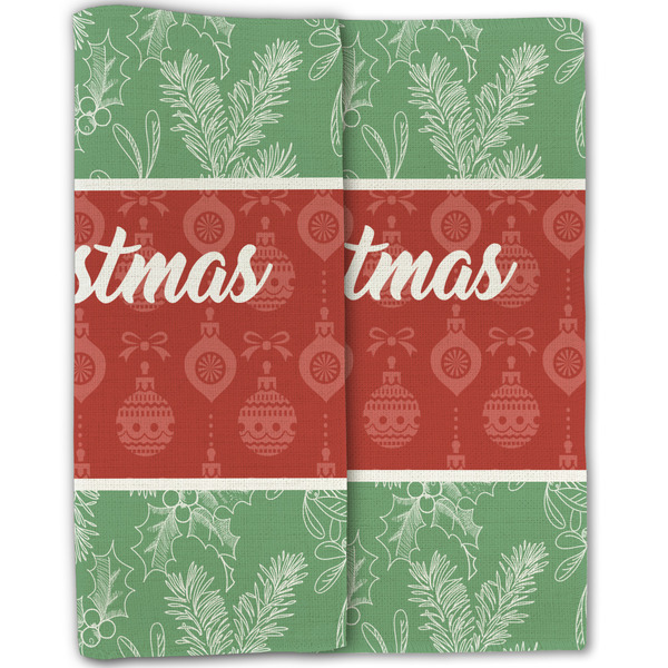 Christmas Holly Linen Placemat - Folded Half (double sided)