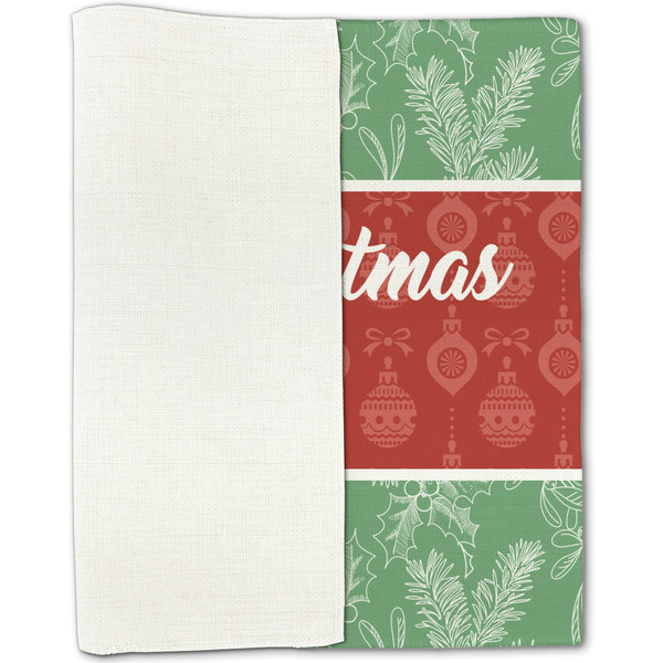 Christmas Holly Linen Placemat - Folded Half