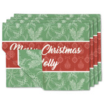 Christmas Holly Linen Placemat w/ Name or Text