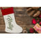 Christmas Holly Linen Stocking w/Red Cuff - Flat Lay (LIFESTYLE)