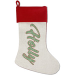 Christmas Holly Red Linen Stocking (Personalized)