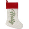 Christmas Holly Linen Stockings w/ Red Cuff - Front