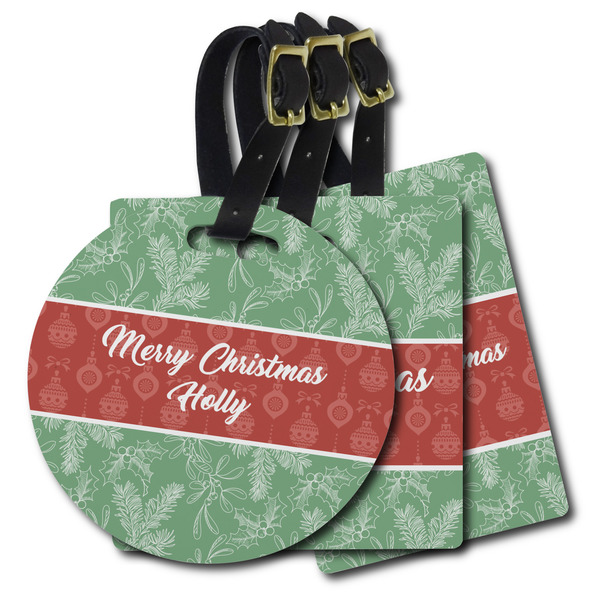Custom Christmas Holly Plastic Luggage Tag (Personalized)