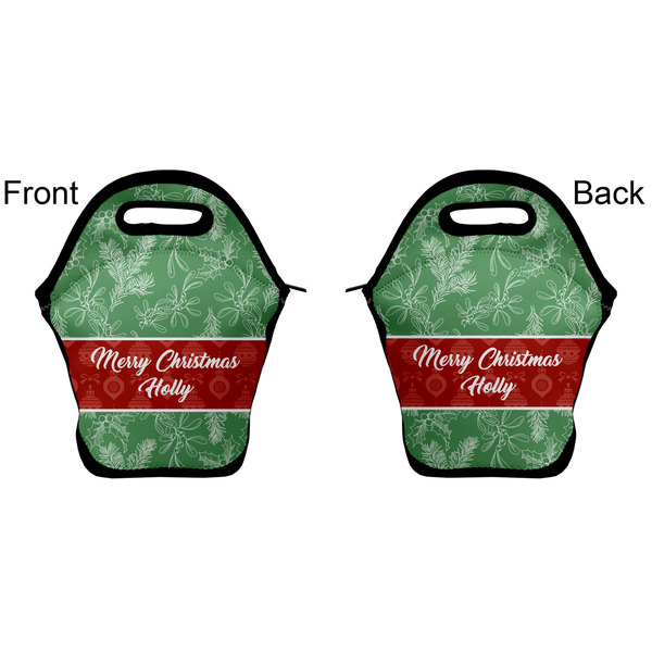 Christmas Holly Lunch Bag - Front and Back