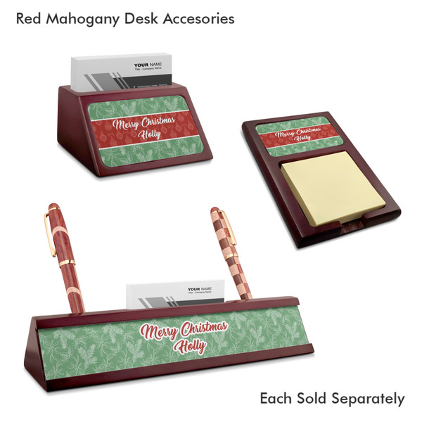 Christmas Holly Mahogany Desk Accessories