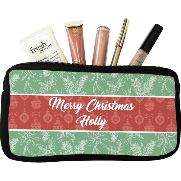 Custom Christmas Holly Makeup / Cosmetic Bag - Small (Personalized)