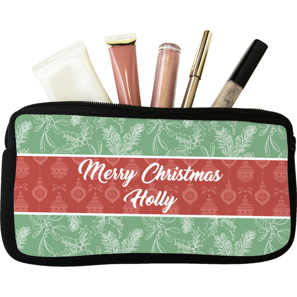 Custom Christmas Holly Makeup / Cosmetic Bag - Small (Personalized)