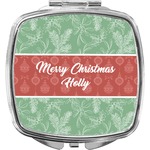 Christmas Holly Compact Makeup Mirror (Personalized)