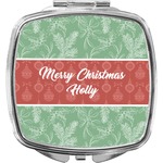 Christmas Holly Compact Makeup Mirror (Personalized)
