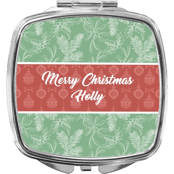 Custom Christmas Holly Compact Makeup Mirror (Personalized)
