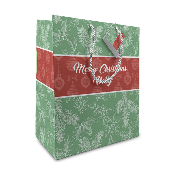 Custom Christmas Holly Medium Gift Bag (Personalized)