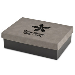 Christmas Holly Gift Boxes w/ Engraved Leather Lid (Personalized)