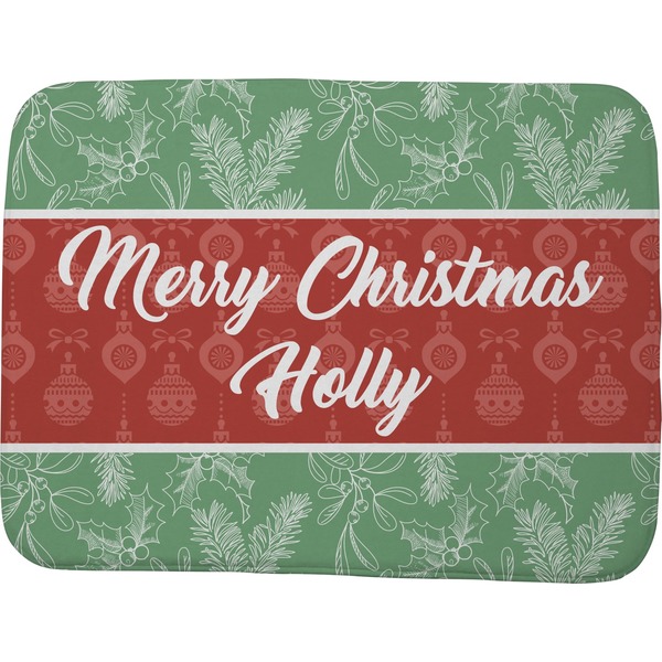 Custom Christmas Holly Memory Foam Bath Mat - 48"x36" (Personalized)