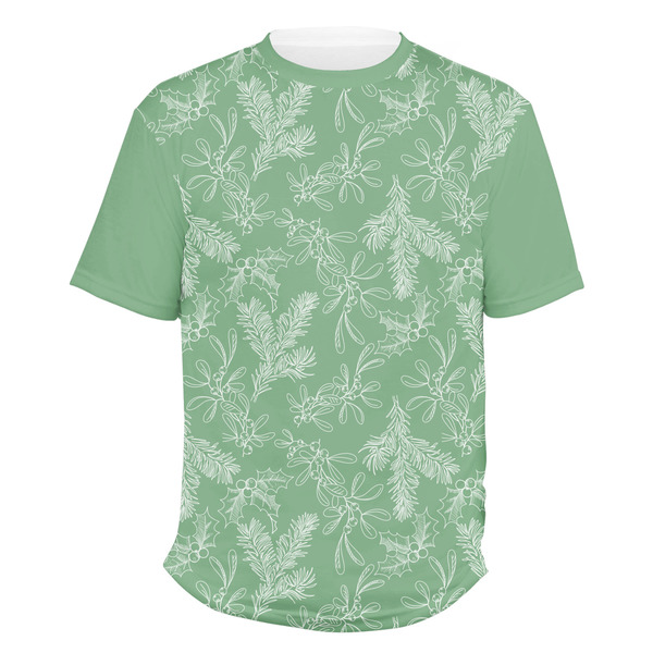 Custom Christmas Holly Men's Crew T-Shirt - 2X Large