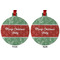 Christmas Holly Metal Ball Ornament - Front and Back