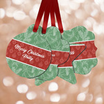 Christmas Holly Metal Ornaments - Double Sided w/ Name or Text