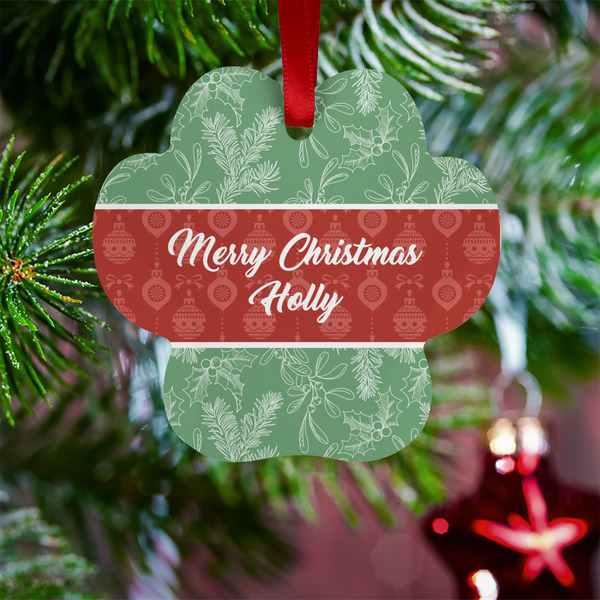 Christmas Holly Metal Paw Ornament - Lifestyle