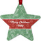 Christmas Holly Metal Star Ornament - Double Sided w/ Name or Text