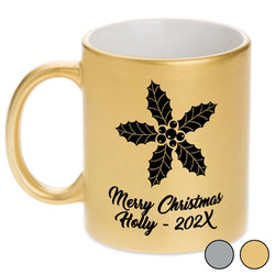 Christmas Holly Metallic Mug (Personalized)