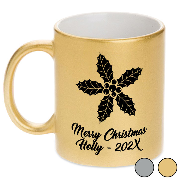 Christmas Holly Metallic Mugs