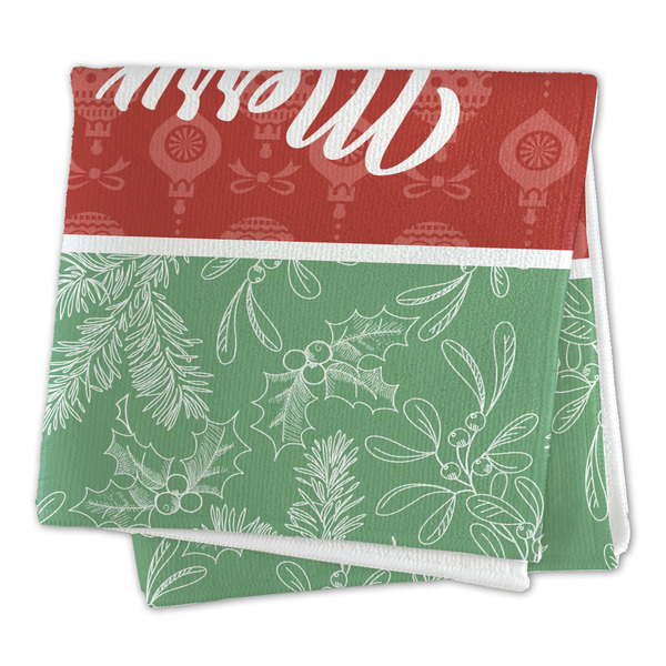 Christmas Holly Microfiber Dish Rag - FOLDED (square)