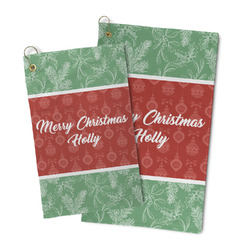 Christmas Holly Microfiber Golf Towel (Personalized)