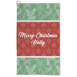 Christmas Holly Microfiber Golf Towel - Large (Personalized)