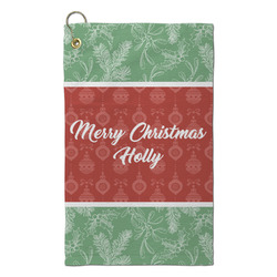 Christmas Holly Microfiber Golf Towel - Small (Personalized)