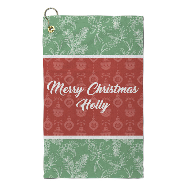 Custom Christmas Holly Microfiber Golf Towel - Small (Personalized)
