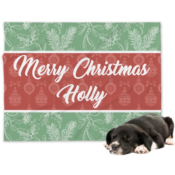 Custom Christmas Holly Dog Blanket (Personalized)