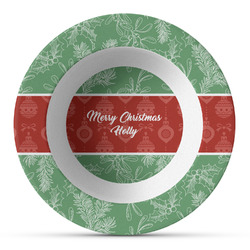 Christmas Holly Plastic Bowl - Microwave Safe - Composite Polymer (Personalized)