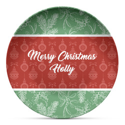 Christmas Holly Microwave Safe Plastic Plate - Composite Polymer (Personalized)