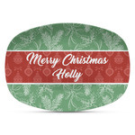 Christmas Holly Plastic Platter - Microwave & Oven Safe Composite Polymer (Personalized)