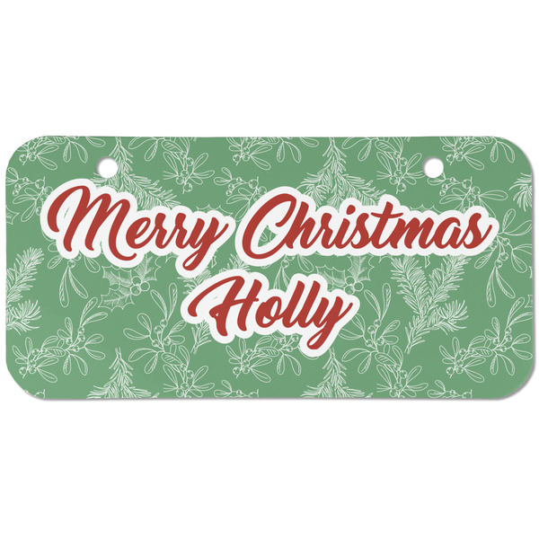 Custom Christmas Holly Mini/Bicycle License Plate (2 Holes) (Personalized)
