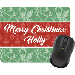 Christmas Holly Rectangular Mouse Pad (Personalized)