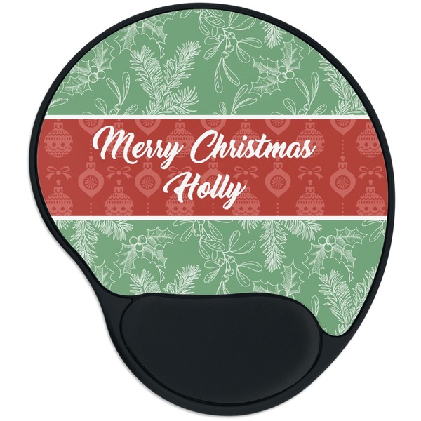 Custom Christmas Holly Mouse Pad with Wrist Support